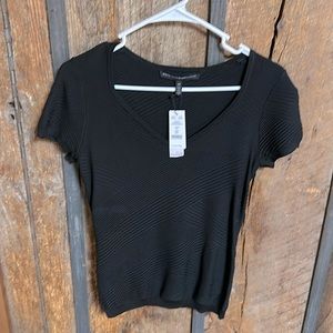 WHITE HOUSE BLACK MARKET BLACK SHORT SLV SWEETHEART SWEATER MATERIAL COMFORTABLE